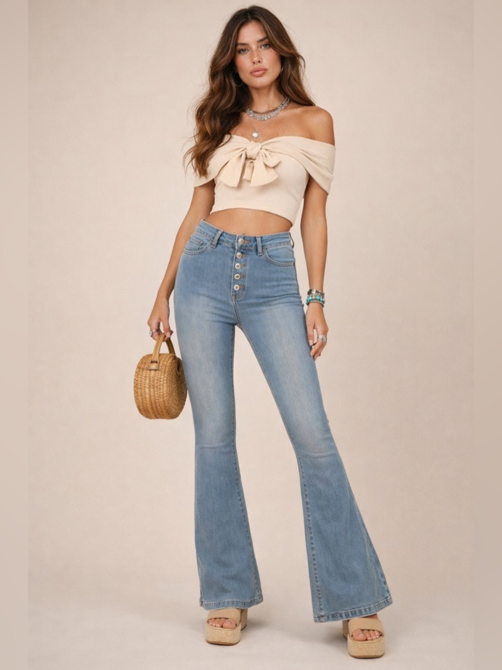 Skinny Fries High Rise Flare Jeans NWT Boho Retro Stretch Size 9